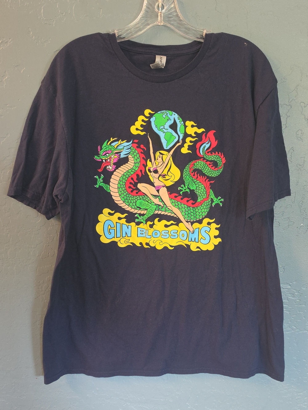 Gin Blossoms Graphic Short Sleeve Tee - Navy Blue with Multicolor Print